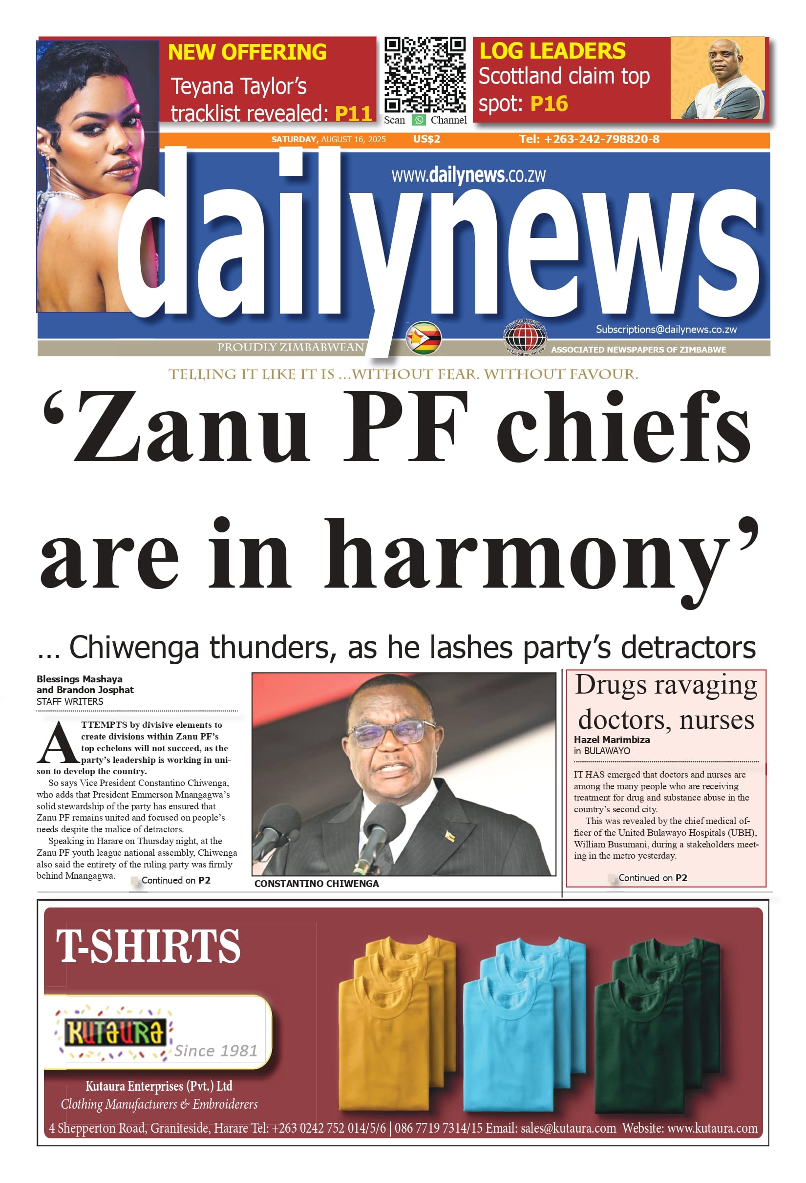 Saturday 16 August 2025